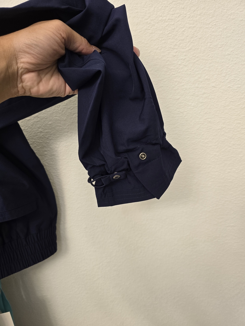 Figs Women's Navy Track Pants with Teal Drawstring - Picture 6 of 7